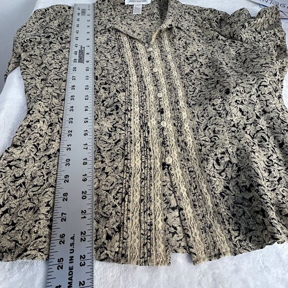 Vintage Jones New York Womens Silk Paisley Print Button Up Blouse Size 12 Beige - Picture 7 of 7